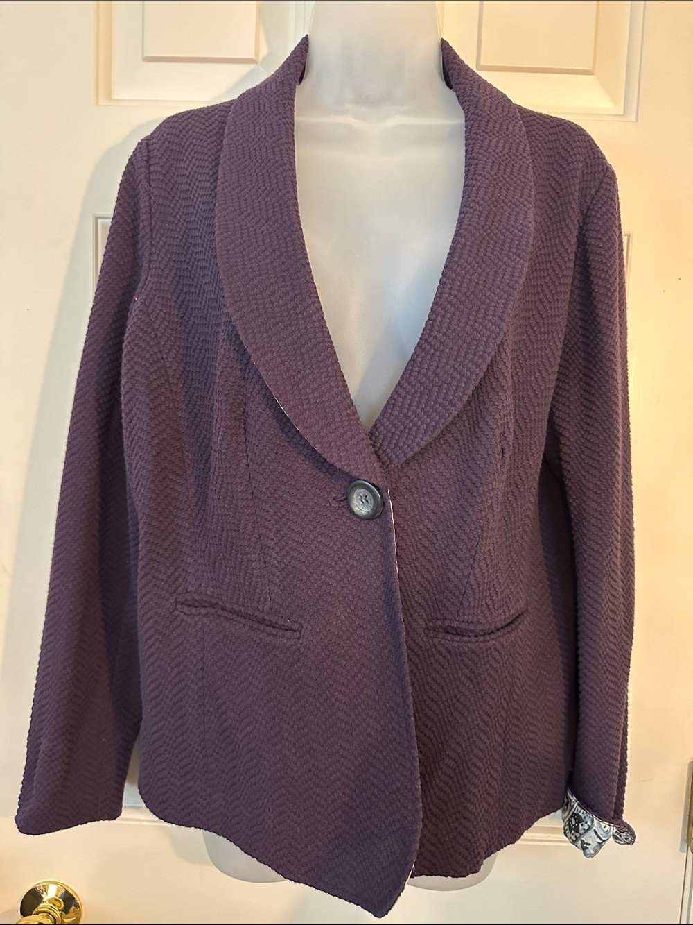 Coldwater Creek Shawl Collar Textured Blazer Jacket - Purple size 12